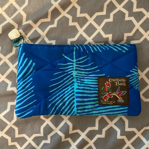 Handbags - St Kitts Caribelle Batik Blue Quilted Pouch